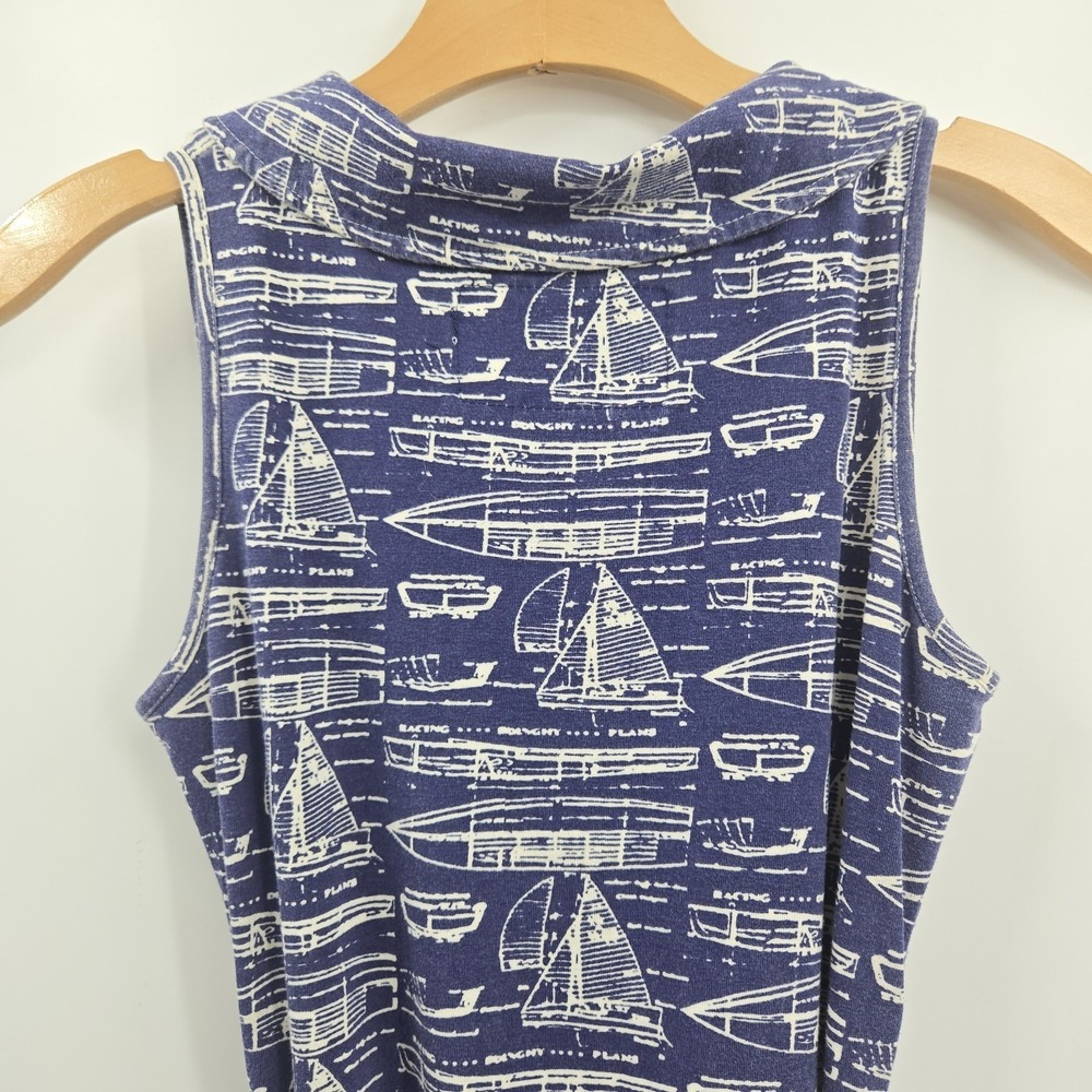 Effie's Heart Dress Woman's Medium Fit Flare Blue Sail Boat Belted Pockets - Picture 9 of 11